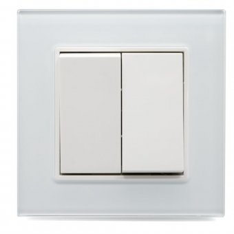 Intrerupator Dublu Alb cu Rama din Sticla