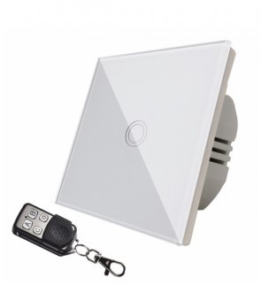 Intrerupator touch simplu + telecomanda RF, alb