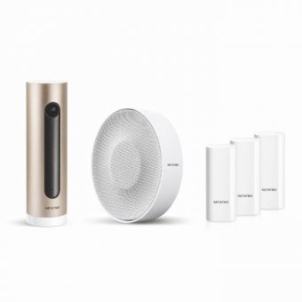 Kit Netatmo Smart Security, 1x camera smart Netatmo Welcome + 1x sirena smart Netatmo + 3x senzor detectabil de vibratii si miscare Netatmo Tags