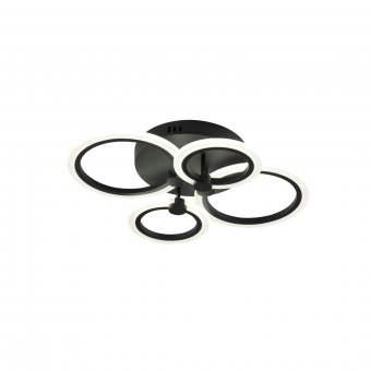 LUSTRA LED CERCURI NEAGRA 56W CU 4 BRATE 3 CULORI+IR 580mm x 90mm