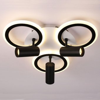 Lustra Led Neagra cu trei spoturi Carina 65w/4200lm 3000k/4000k/6500k cu Telecomanda
