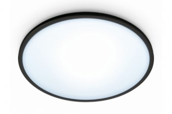 Plafoniera LED inteligenta WiZ SuperSlim, 14W, lumina alba reglabila, Neagra,