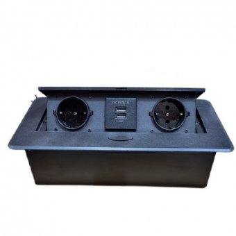 Priza Dreptunghiulara 2 posturi incastrabila cablu 2m + USB