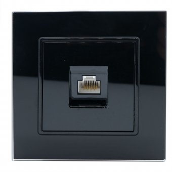 Priza Internet Cat6 Negru cu Rama din Sticla