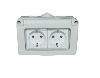Priza Modulara Dubla cu capac, Antigron, 16A, IP55