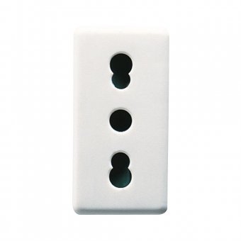 Priza modulara standard 16A, 2P+E, Gewiss GW20203, alb - 1 modul