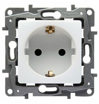Priza Schuko simpla 2P+T, alb Legrand Niloe 664539