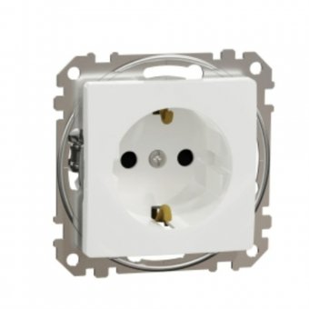 Priza simpla cu impamantare alb Sedna Design Schneider SDD111021