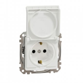 Priza simpla cu impamantare si capac alb Sedna Design Schneider SDD111023