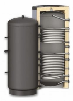 Rezervor de acumulare puffer pentru agent termic cu doua serpentine Sunsystem PR2 2000L