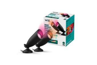 Starter kit de baza spoturi inteligente de exterior WiZ Connected, negre, 2x4W, 450lm, lumina alba si colorata 2700-5000 (RGB), IP65, 