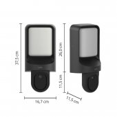 Aplica exterior smart cu camera video, 1080P, 30FPS, IP54, RGBW, Full HD, IR, Night vision, negru, Wiz Connected,