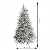 Brad Artificial de Craciun, Flippy, 2.10 m inaltime, Verde, Pulverizat alb-tip zapada, Diametru inferior 130 cm, Interior/ Exterior