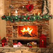 Ghirlanda de Craciun, Flippy, din Brad Artificial cu Decoratiuni, cu Baterii, 50 LED-uri, 270 cm, Verde