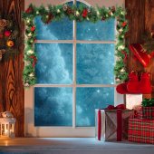 Ghirlanda de Craciun, Flippy, din Brad Artificial cu Decoratiuni, cu Baterii, 50 LED-uri, 270 cm, Verde