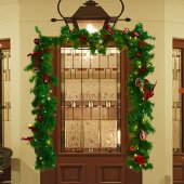 Ghirlanda de Craciun, Flippy, din Brad Artificial cu Decoratiuni, cu Baterii, 50 LED-uri, 270 cm, Verde