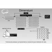 Instalatie Craciun, Tip Perdea, IP44, 4 m x 2 m, 480 LED-uri, Alb cald, 8 jocuri de lumini, 31V,