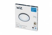 Plafoniera LED inteligenta WiZ SuperSlim, Wi-Fi, Bluetooth, 16W, 1500 lm, lumina alba reglabila, 29.2 cm, metal/plastic, Negru, clasa energetica E, 