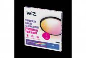 Plafoniera LED RGB inteligenta WiZ SuperSlim, Wi-Fi, 22W, 2600lm, lumina alba (2200-6500K) si RGB, Neagra, 
